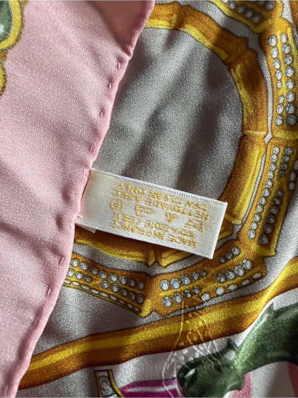 Vintage Must de Cartier Jewelry Animals Silk Scarf 34x34 pink
